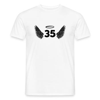 Numéro 35 ange - 35e anniversaire ailes - T-shirt homme - blanc - Devant - AI Model Male 178 dark (178cm)