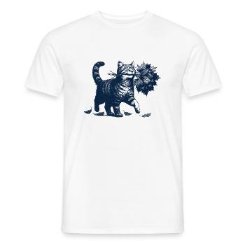 Kätzchen bringt Herbstlaub - Männer T-Shirt - Weiß - Vorne - AI Model Male 178 dark (178cm)
