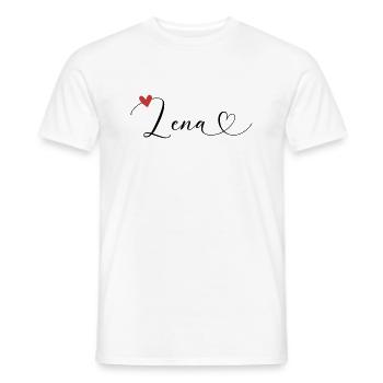 Lena Surname First name Calligraphy Heart - Men's T-Shirt - white - Front - AI Model Male 178 dark (178cm)