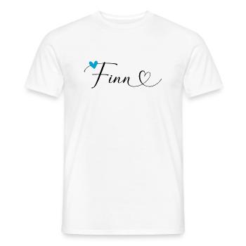 Finn Nom Prénom Calligraphie Coeur - T-shirt homme - blanc - Devant - AI Model Male 178 dark (178cm)
