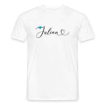 Julian Nom Prénom Calligraphie coeur - T-shirt homme - blanc - Devant - AI Model Male 178 dark (178cm)