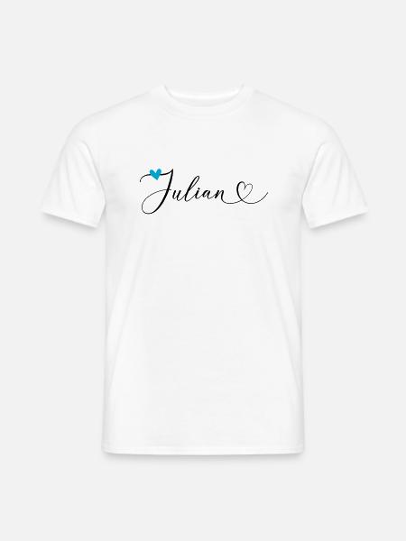 Julian Navn Fornavn Kalligrafi Hjerte - T-skjorte herre - hvit