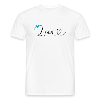 Lian Nom Prénom Calligraphie Coeur - T-shirt homme - blanc - Devant - AI Model Male 178 dark (178cm)