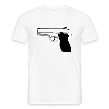 Pistole - Männer T-Shirt - Weiß - Vorne - AI Model Male 178 dark (178cm)