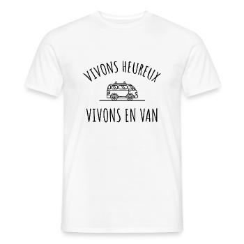 Vivons heureux Vivons en van - T-shirt homme - blanc - Devant - AI Model Male 178 dark (178cm)