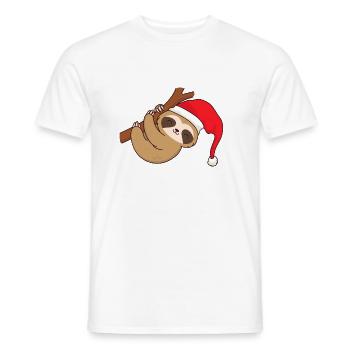 Noël Noël paresseux Père Noël chapeau branche - T-shirt homme - blanc - Devant - AI Model Male 178 dark (178cm)