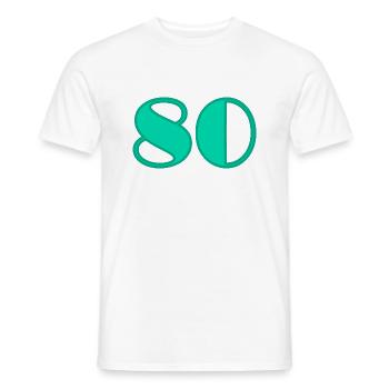 80. 80 YEARS. 80TH ANNIVERSARY. 80 YEARS ANNIVERSARY - Men's T-Shirt - white - Front - AI Model Male 178 dark (178cm)