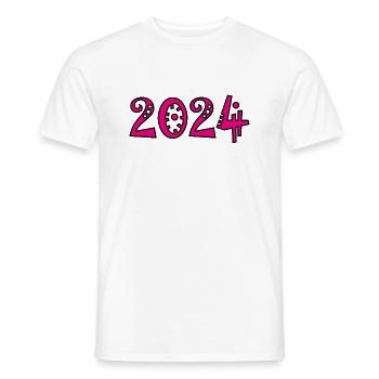 HAPPY NEW YEAR. NEW YEAR'S EVE. NEW YEAR - Men's T-Shirt - white - Front - AI Model Male 178 dark (178cm)