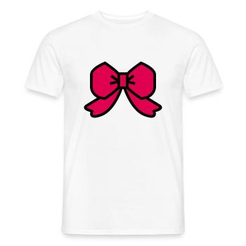 red ribbon bow - Men's T-Shirt - white - Front - AI Model Male 178 dark (178cm)