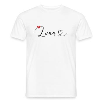 Luna Name First Name Calligraphy Heart - Men's T-Shirt - white - Front - AI Model Male 178 dark (178cm)