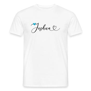 Joshua Nom Prénom Calligraphie coeur - T-shirt homme - blanc - Devant - AI Model Male 178 dark (178cm)