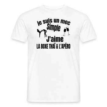 boxe thaï et apéro - T-shirt homme - blanc - Devant - AI Model Male 178 dark (178cm)