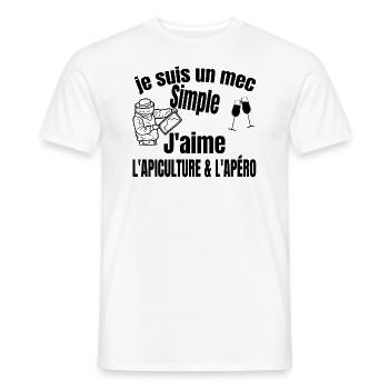 apiculture et apéro - T-shirt homme - blanc - Devant - AI Model Male 178 dark (178cm)