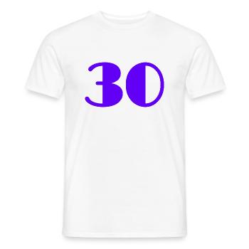 30 YEARS. 30. 30th ANNIVERSARY. 30 YEARS ANNIVERSARY - Men's T-Shirt - white - Front - AI Model Male 178 dark (178cm)