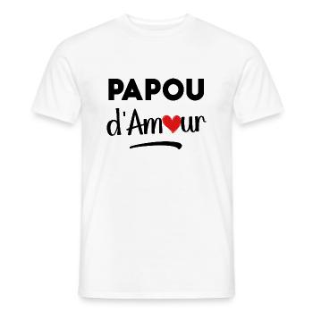 Papou d'amour cadeau original pour tous les papas - T-shirt homme - blanc - Devant - AI Model Male 178 dark (178cm)