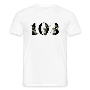 Numéro 103 floral vert - 103e anniversaire floral - T-shirt homme - blanc - Devant - AI Model Male 178 dark (178cm)