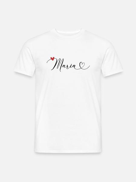 Maria Nom Prénom Calligraphie Coeur - T-shirt homme - blanc