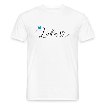 Luka Nom Prénom Calligraphie Coeur - T-shirt homme - blanc - Devant - AI Model Male 178 dark (178cm)