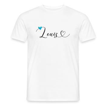 Louis Nom Prénom Calligraphie Coeur - T-shirt homme - blanc - Devant - AI Model Male 178 dark (178cm)