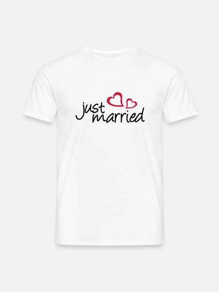 Just Married Heart Duo  - Men's T-Shirt - white