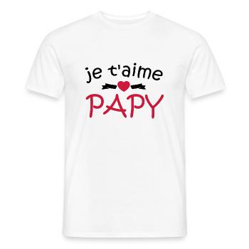 je t'aime papy - T-shirt homme - blanc - Devant - AI Model Male 178 dark (178cm)