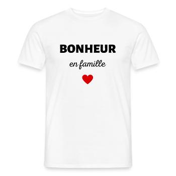bonheur en famille - T-shirt homme - blanc - Devant - AI Model Male 178 dark (178cm)