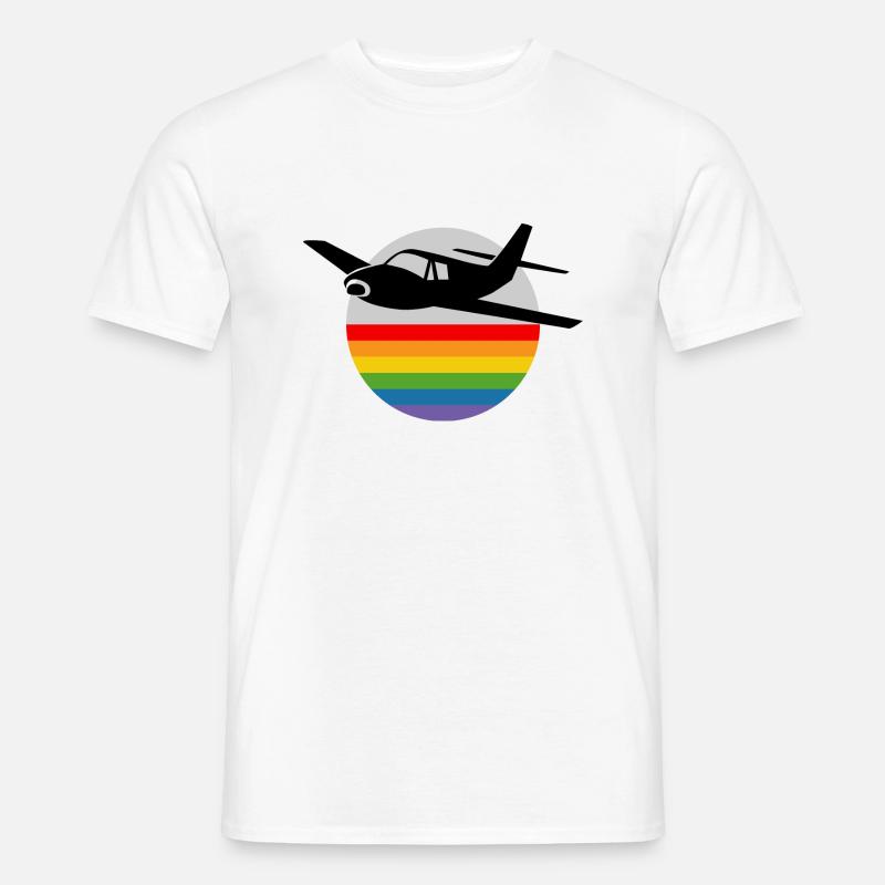 Regenbogen Flugzeug - Männer T-Shirt - Weiß