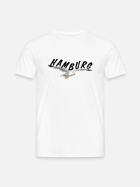 Hamburg über Möwe - schwarz - Männer T-Shirt - Weiß