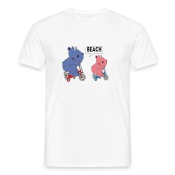 Lalli and Loops ride bike to the beach together - Men's T-Shirt - white - Front - AI Model Male 178 dark (178cm)
