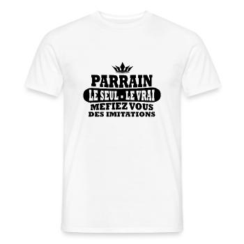 parrain le vrai / cadeau humour parrain - T-shirt homme - blanc - Devant - AI Model Male 178 dark (178cm)