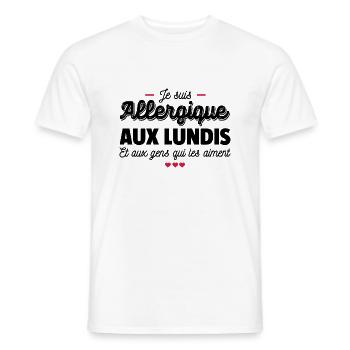 Je suis allergique aux lundis - T-shirt homme - blanc - Devant - AI Model Male 178 dark (178cm)