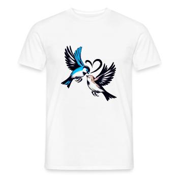 Vogelherz im Liebesflug - Männer T-Shirt - Weiß - Vorne - AI Model Male 178 dark (178cm)