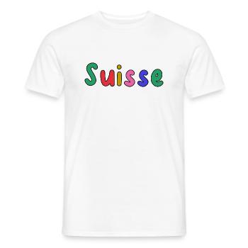 SUISSE. PAYS. GENEVE. HUMOUR. DRAPEAU - T-shirt homme - blanc - Devant - AI Model Male 178 dark (178cm)
