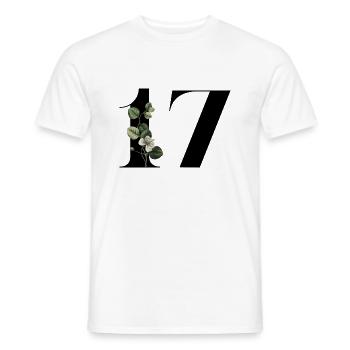 Number 17 Floral Green -17th Floral Birthday - Men's T-Shirt - white - Front - AI Model Male 178 dark (178cm)
