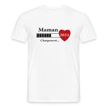 maman - futur maman chargement - T-shirt homme - blanc - Devant - AI Model Male 178 dark (178cm)