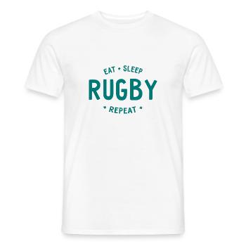 Eat Sleep Rugby Repeat - Männer T-Shirt - Weiß - Vorne - AI Model Male 178 dark (178cm)