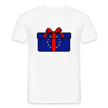 Gift flag Europe red bow - Men's T-Shirt - white - Front - AI Model Male 178 dark (178cm)