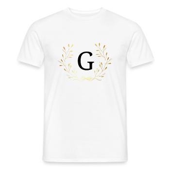 Lettre g couronne Floral doré - T-shirt homme - blanc - Devant - AI Model Male 178 dark (178cm)