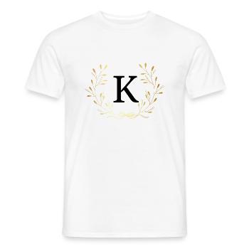 Buchstabe k Goldene Blumenkrone - Männer T-Shirt - Weiß - Vorne - AI Model Male 178 dark (178cm)