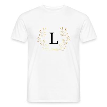 Letter l Gold Floral Crown - Men's T-Shirt - white - Front - AI Model Male 178 dark (178cm)