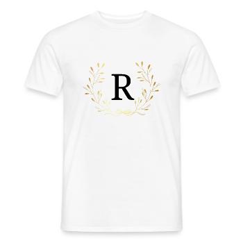 Letter r Gold Floral Crown - Men's T-Shirt - white - Front - AI Model Male 178 dark (178cm)