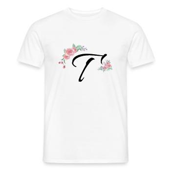 Lettre t fleurs - T-shirt homme - blanc - Devant - AI Model Male 178 dark (178cm)