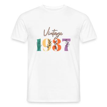 Vintage 1937 Floral - Men's T-Shirt - white - Front - AI Model Male 178 dark (178cm)