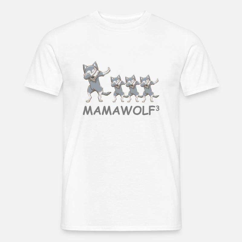 Schwanger werdene Mutter Drillinge Wolf - Männer T-Shirt - Weiß