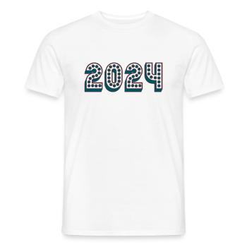 2024. NOËL. ANNEE. ANNIVERSAIRE. RETRAITE. FÊTE - T-shirt homme - blanc - Devant - AI Model Male 178 dark (178cm)