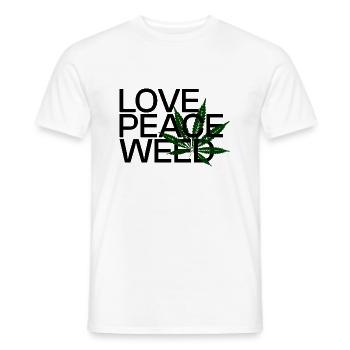 LOVE PEACE WEED - Männer T-Shirt - Weiß - Vorne - AI Model Male 178 dark (178cm)