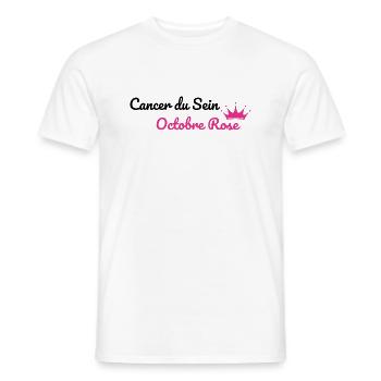 Cancer du Sein octobre rose - T-shirt homme - blanc - Devant - AI Model Male 178 dark (178cm)