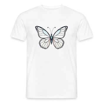 Detaillierter blauer Schmetterling in minimalistischem Design - Männer T-Shirt - Weiß - Vorne - AI Model Male 178 dark (178cm)