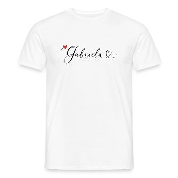Gabriela Nom Prénom Calligraphie Coeur - T-shirt homme - blanc - Devant - AI Model Male 178 dark (178cm)