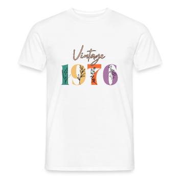 Vintage 1976 florale - T-shirt homme - blanc - Devant - AI Model Male 178 dark (178cm)
